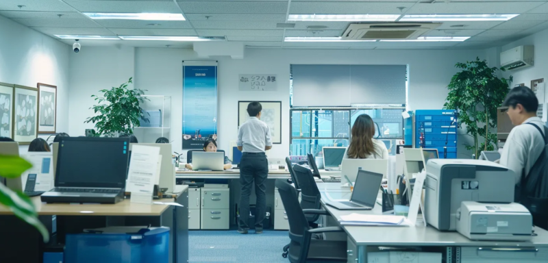 An office where an online faxing tool is used